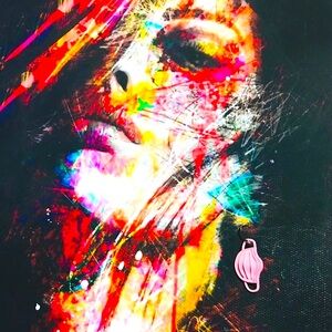 Face Mask Statement Pink Earrings Handmade New Deadstock Claivoyant